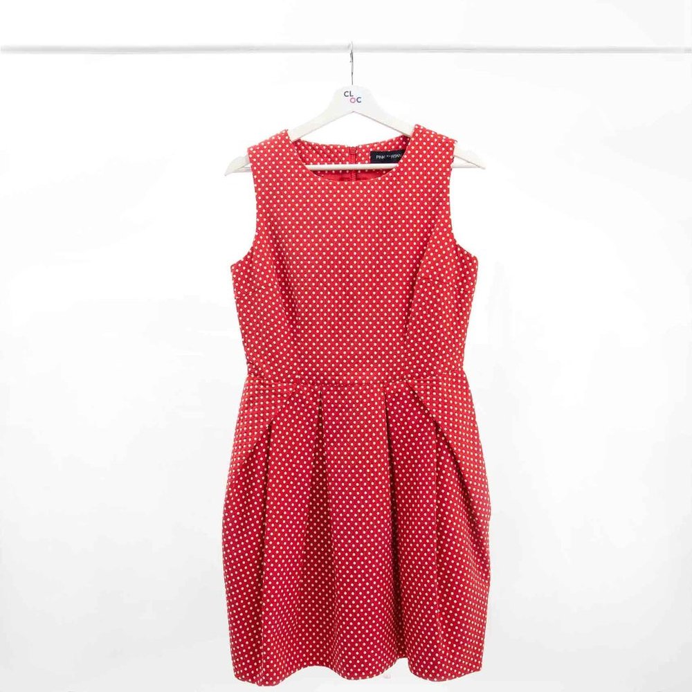 Pink Tartan Red Polka Dot Sleeveless Mini
